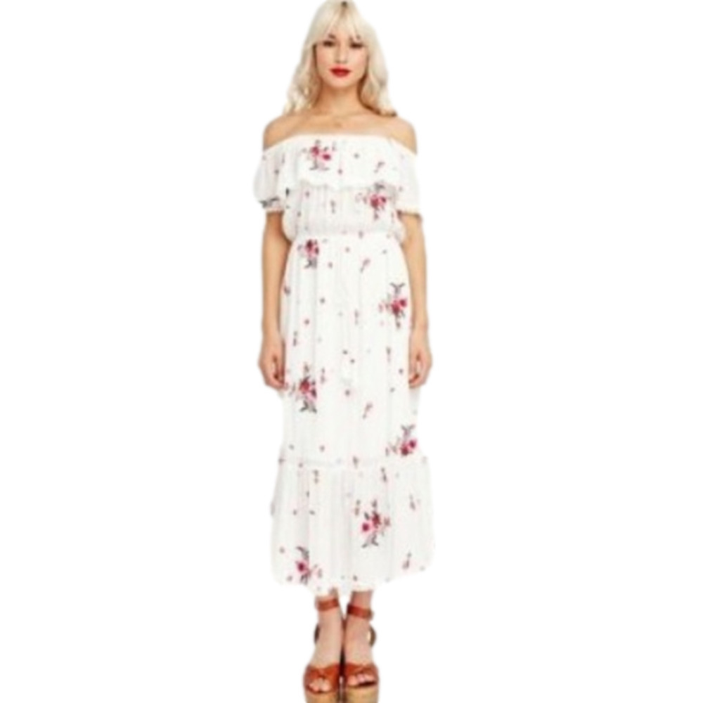 Lost and Wander embroidered Off the Shoulder Maxi Dress size medium M